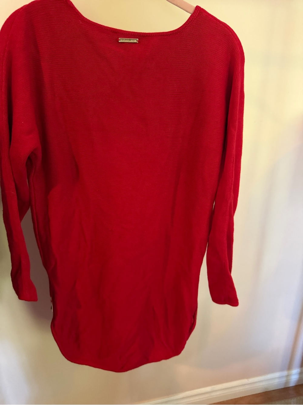 Michael Kors Bright Red Scoop Neck Knit Sweater - S